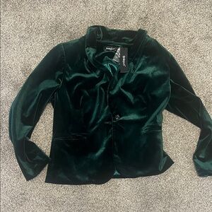 Allegra K Emerald Velvet Blazer